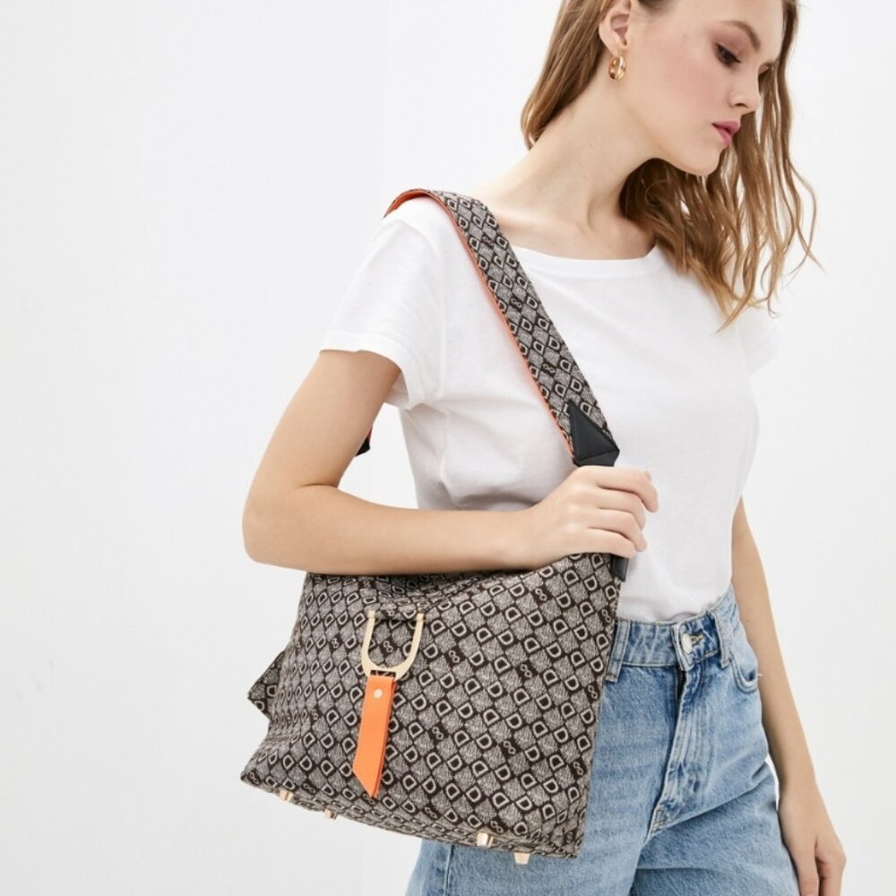 DASTI Jacquard Tote & Wallet Set – Brown Monogram Crossbody Bag Medium